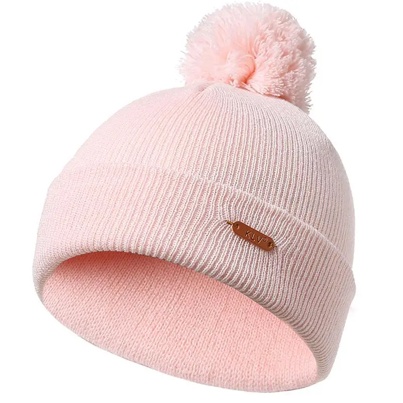 Зимняя шапка теплая вязаная шапки бини с шерстяным помпоном Вязаная Шапка для