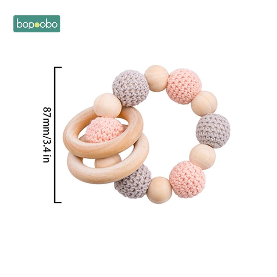 Peachy Rattle Bopobo/детский Прорезыватель для зубов; детская коляска с силиконовыми бусинами для активного отдыха; персональный фиксатор; цепочка для соски; погремушка; держатель для пустышки; деревянный Прорезыватель - Цвет: Peachy Rattle