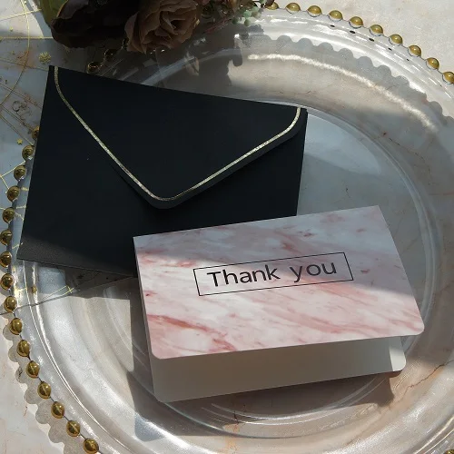 card and envelop 25 шт розовый мрамор спасибо открытка конверт как поздравительная открытка свадьба день рождения приглашение DIY Декор Подарочная открытка - Цвет: card and envelop