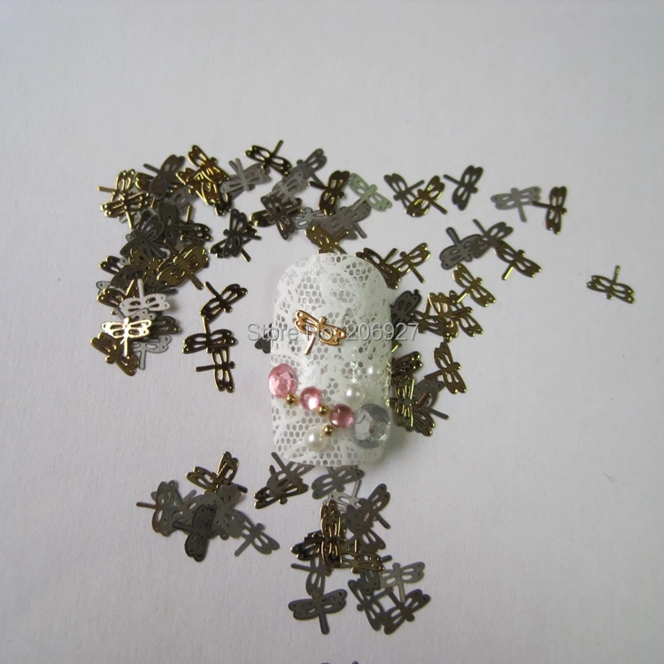 100 шт. металлические наклейки для дизайна ногтей со стрекозой|nail art metal sticker|nail