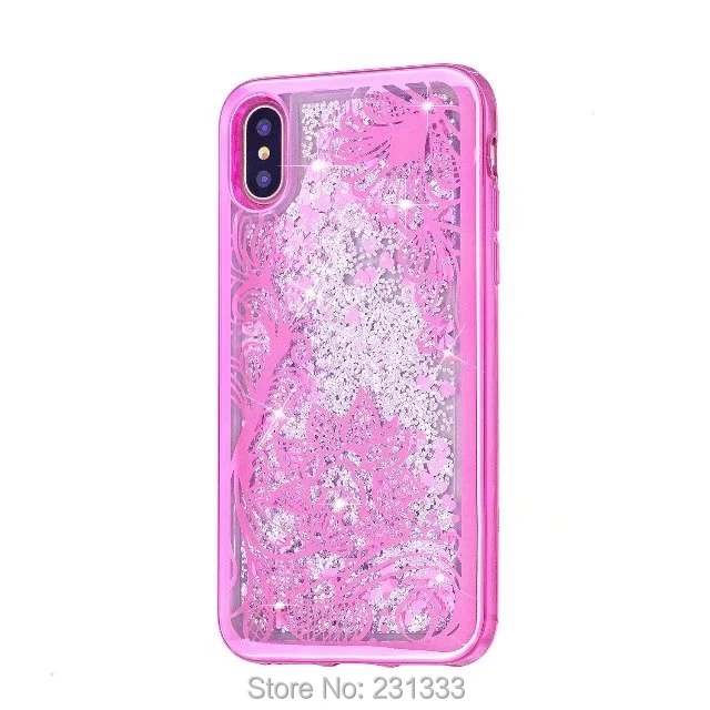 С ку покрытие жидкий зыбучий песок Цветок Блеск Мягкий ТПУ чехол для Iphone X 8 7 PLUS I7 6