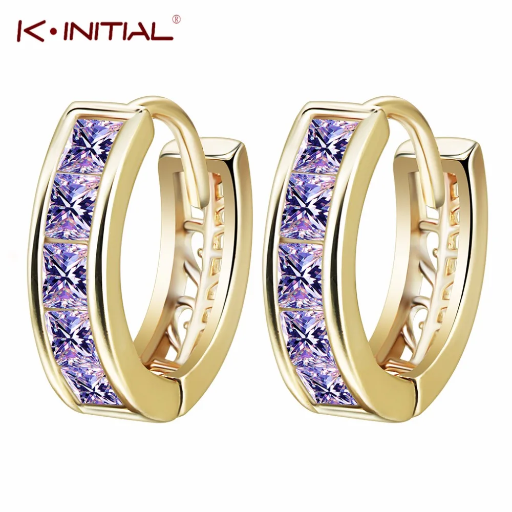 Серьги-кольца Kinitial женские элегантные ювелирные украшения для ушей с фиолетовым