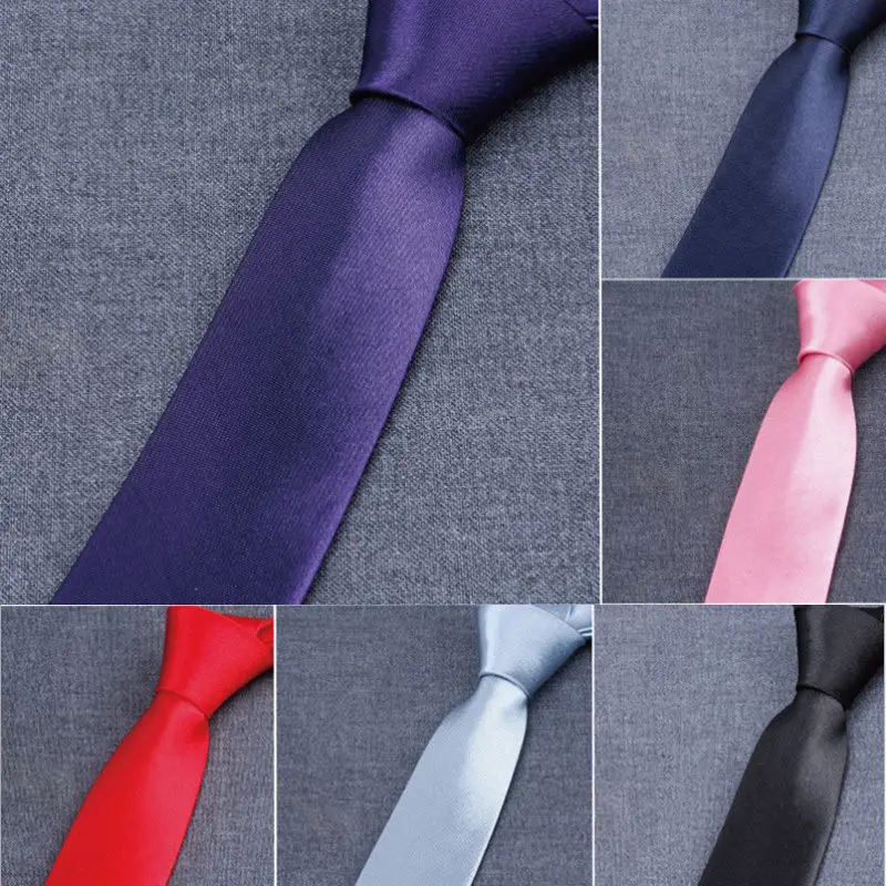 1 шт. тонкий галстук элегантный классический обтягивающий 12 однотонных цветов