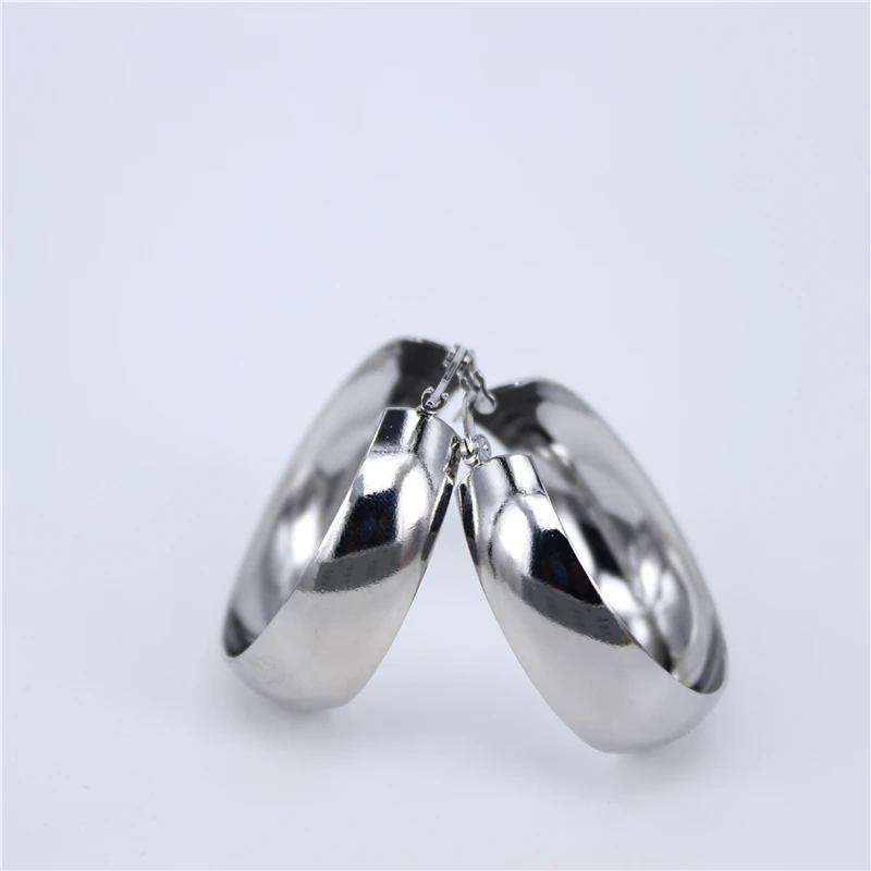 Silver color 50mm MGUB 316L нержавеющая сталь Популярные внутри и снаружи гладкие серьги Золотой Цвет Серебряный цвет выбрать 35 мм 50 мм Размер LH323 - Окраска металла: Silver color 50mm