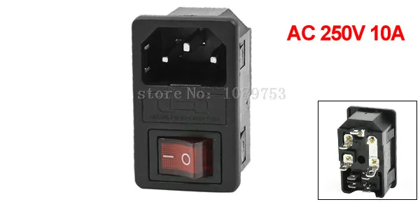 Пластиковый корпус IEC320 C14 Входная Кнопка ввода вывода электрическая розетка