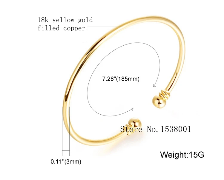 Гладкий Простой браслет желтый золотистый Женский Браслет-манжета диаметром 58
