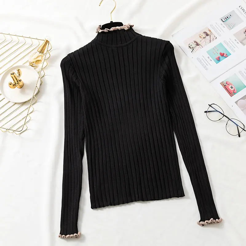 Зима для женщин свитеры 2019 повседневное Мода Новый Водолазка с длинным рукавом