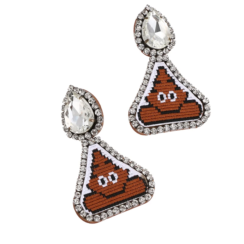 Yhpup большие стразы Сладкие шоколадные кожаные серьги-клипсы для женщин эффектные