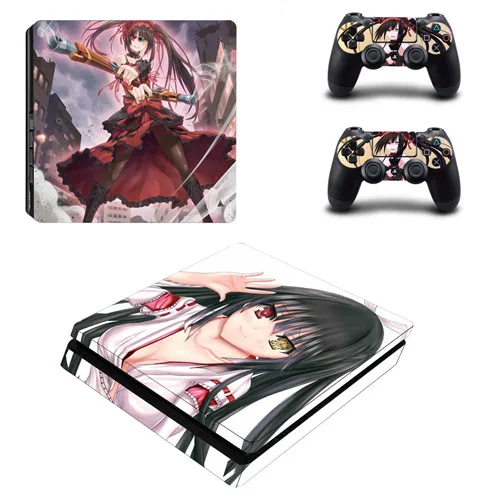 YSP4S-1519 Аниме милая девушка Tokisaki Kurumi Miku Saber PS4 тонкая Наклейка защитная накладка наклейка для PS4 тонкая консоль и контроллер винил - Цвет: YSP4S-1519