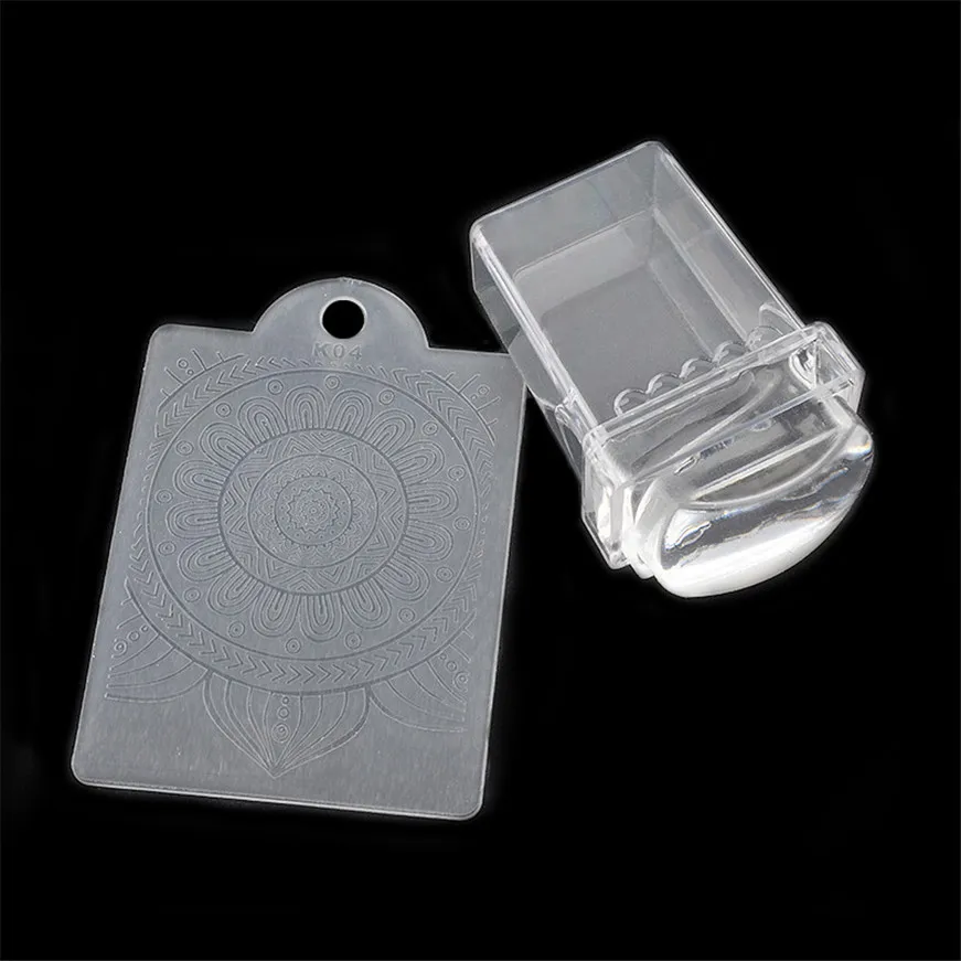 Ногтей Книги по искусству Дважды голову прозрачный тиснения Стампер скребок