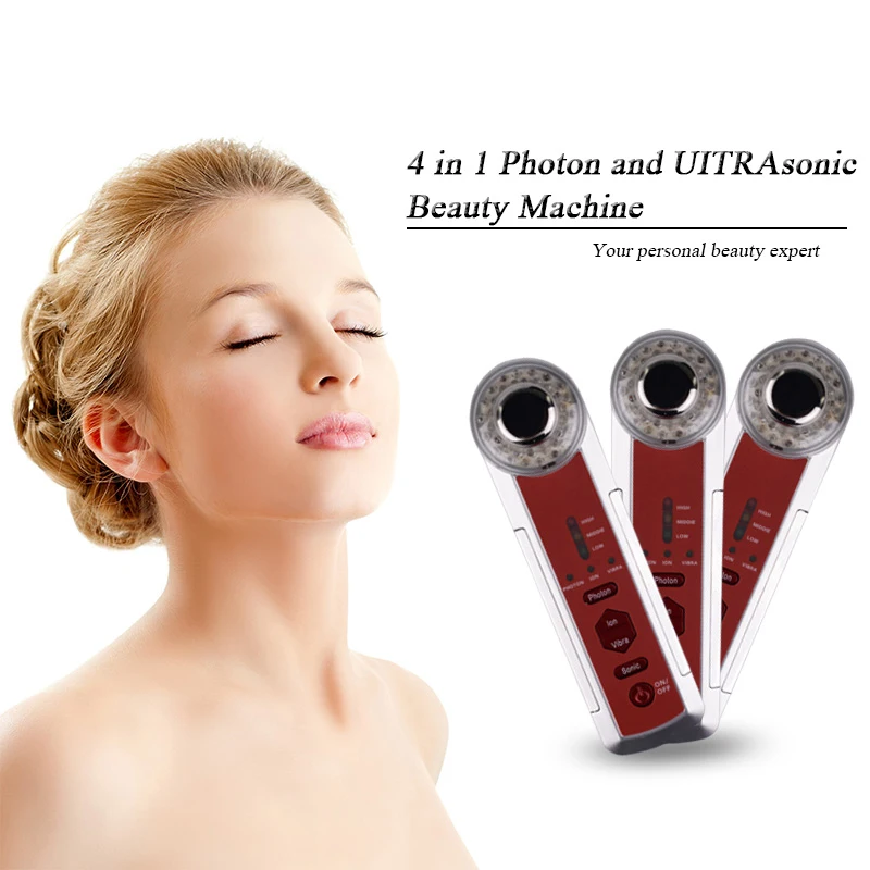 Портативная ультразвуковая машинка 4 в 1 Photon для красоты ионный вибрационный