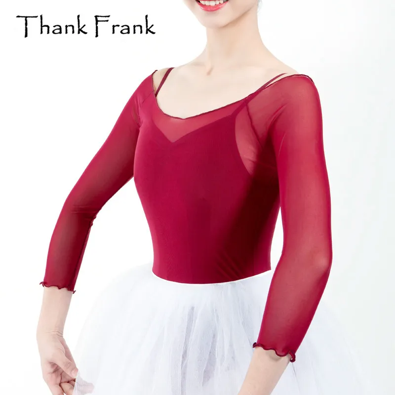 Женская эластичная сетчатая блузка с рукавом до локтя|ballet top|ballet womenballet blouse |
