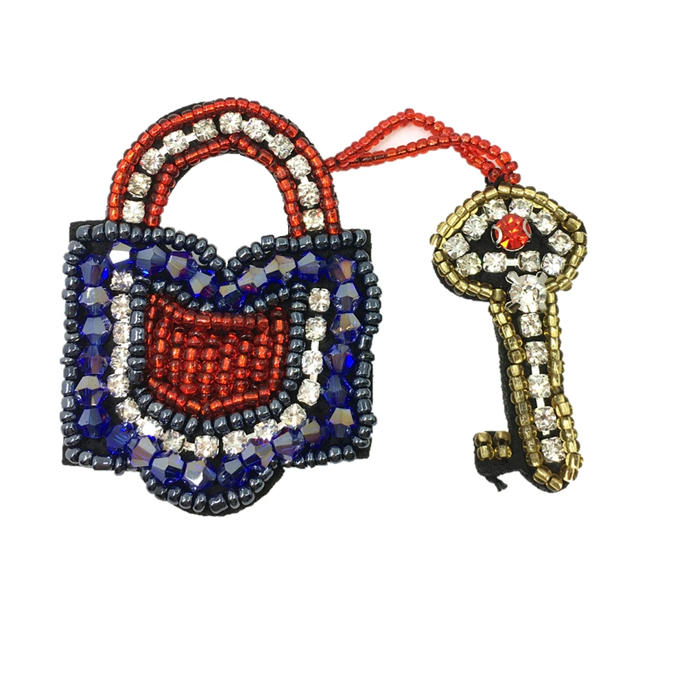 5 шт. Пришивные патчи с ключом украшенные кристаллами и бусинами для одежды обуви