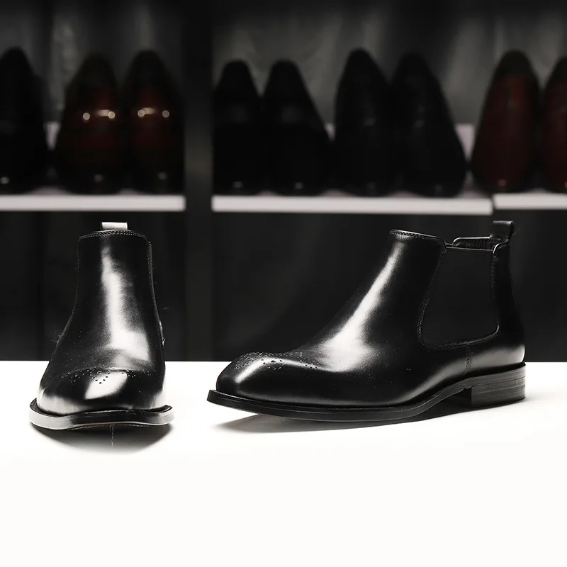 Мужские туфли оксфорды PJCMG Модные дышащие ботинки из натуральной кожи высокого