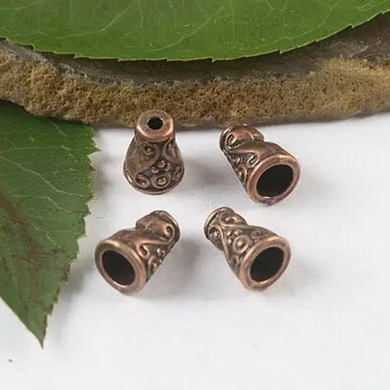 

60pcs antiqued copper-tone textured bead cap h1809