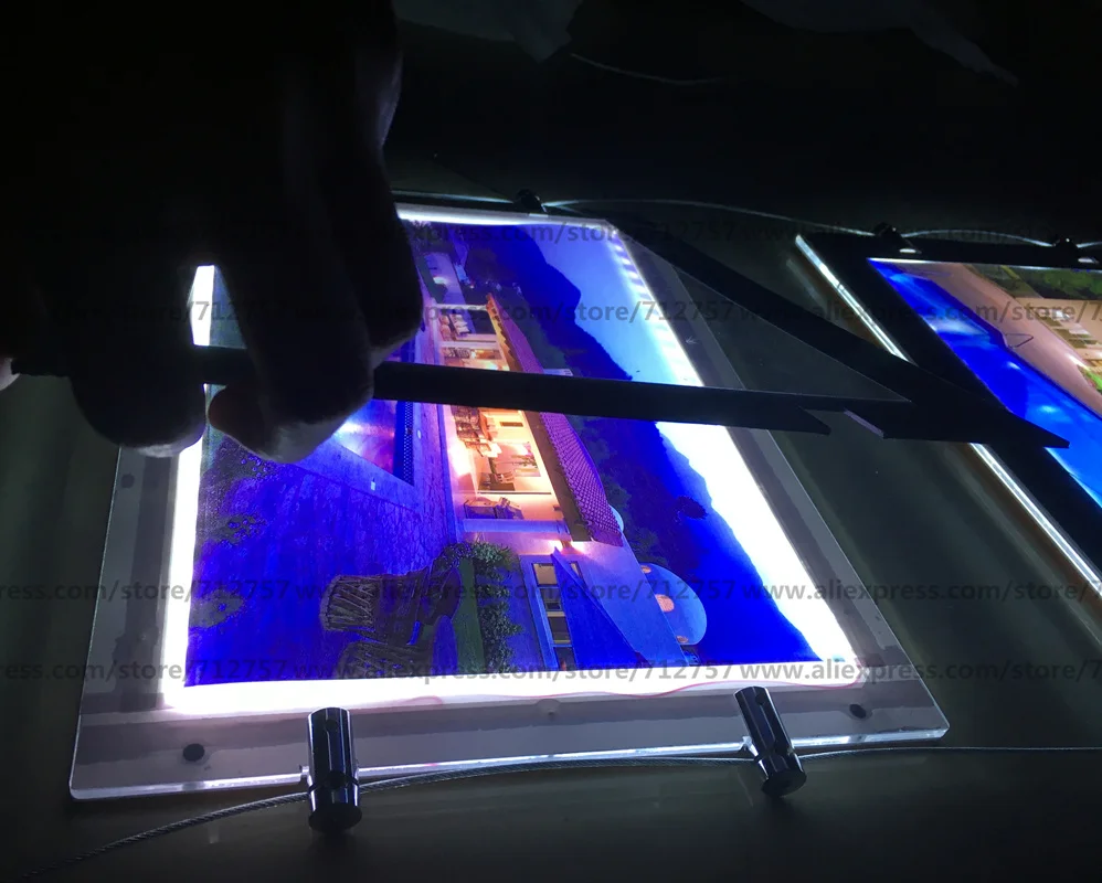 A3 Magnetic Acrylic Frame LED Single Side Window Light Pocket Panel Estate Agent Display Boxes for Real | Лампы и освещение