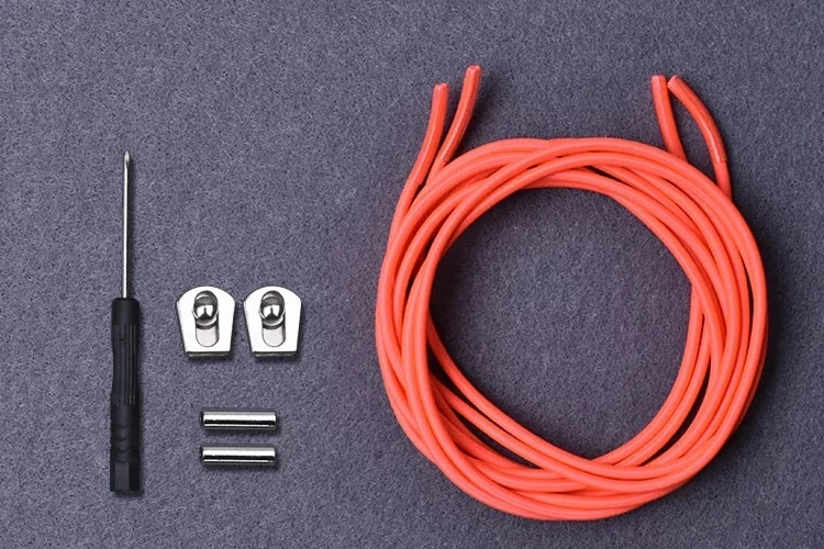 Fluorescent red 1 пара эластичных шнурков с металлической пряжкой новые шнурки без галстука для детей и взрослых быстро ленивые кроссовки шнурки - Цвет: Fluorescent red