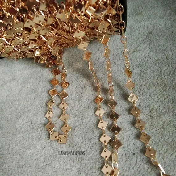 

MYLONGINGCHARM Wholesale-Gold plated diamond chain 10 feet raw brass material soldered links chain-F151JIN