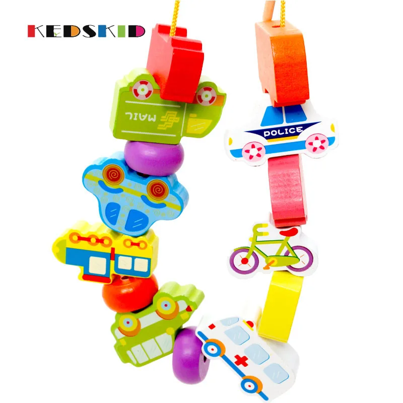 Wooden Animal Fruit Block stringing beaded Toys For Children Learning &amp Education Colorful Products Kids Toy | Игрушки и хобби
