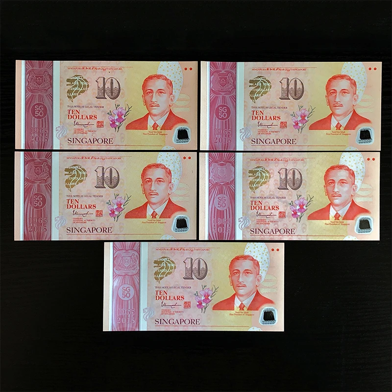 Сингапур набор 5 шт. 10 долларов 2015 SG50 полимерный памятных банкнот (полный