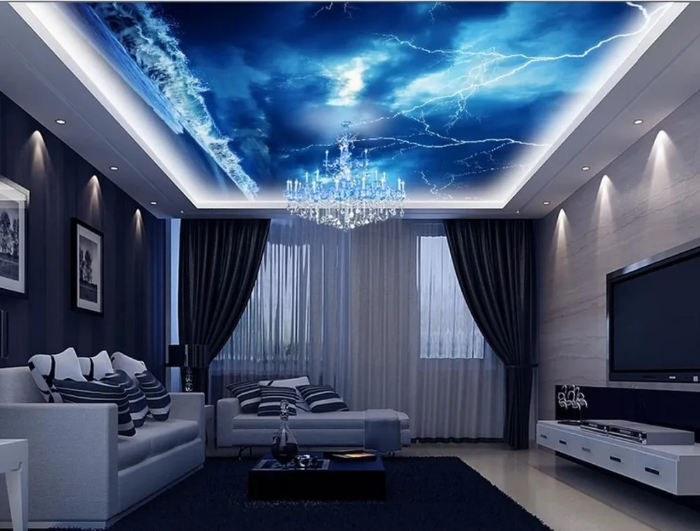 3d фотообои на заказ потолочные обои с Молниеносным громом небо Зенит для