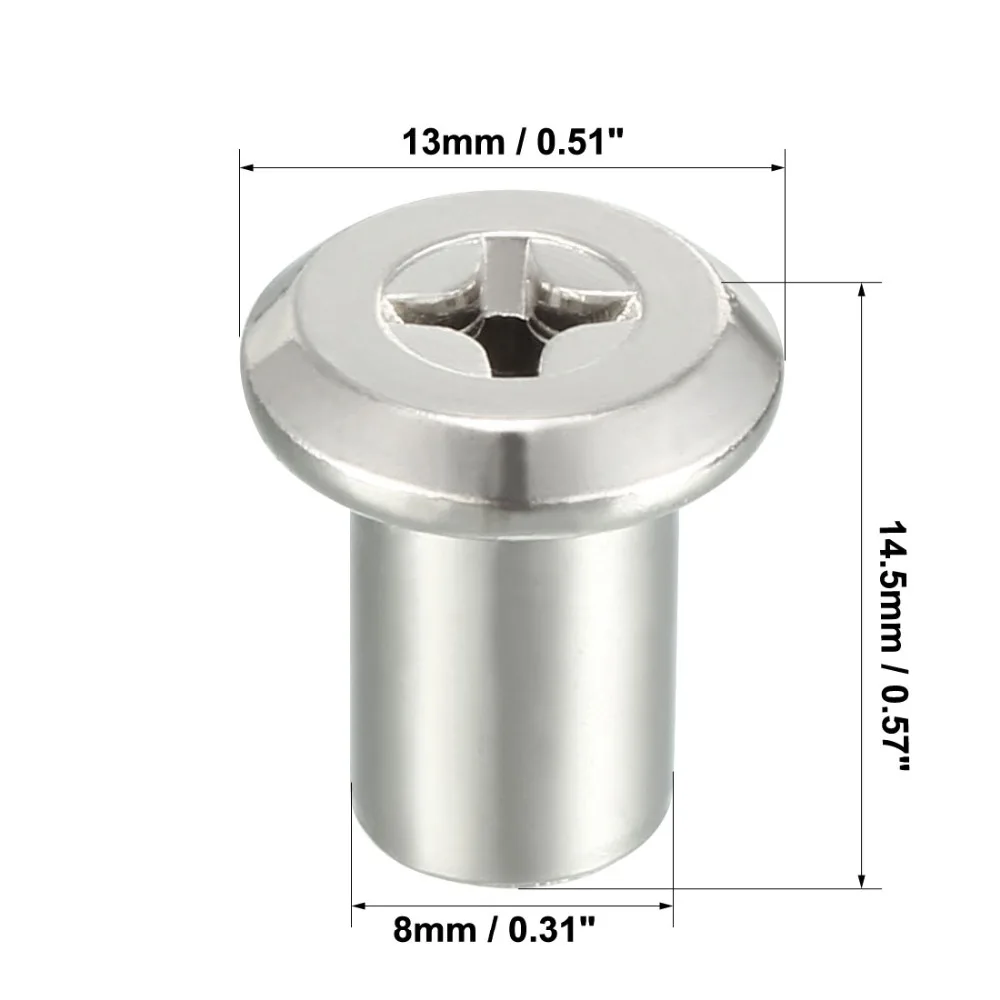 Uxcell, новинка, хит, 100 шт./лот, железо, никелированное, M6x12mm, заклепки, крестовая головка, вставка, гайка, винтовой столб, мебельная фурнитура, крепеж