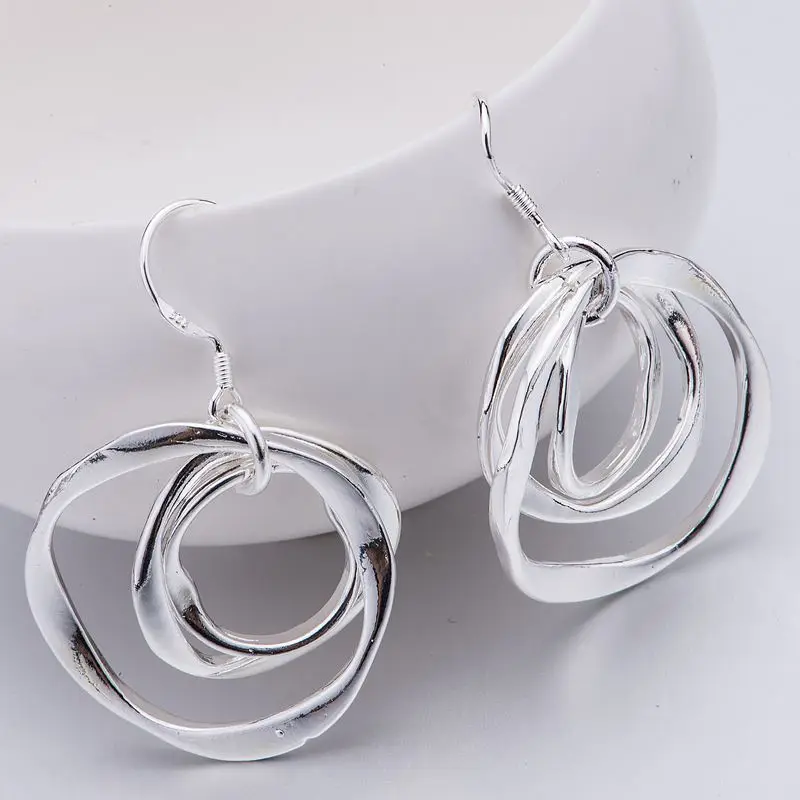 Сверкающие посеребренные серьги erring 925 ювелирные изделия для женщин серебряные