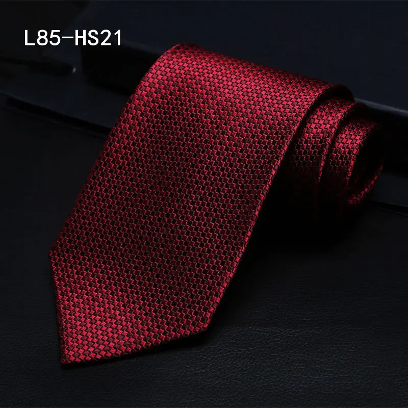 L85-HS-21 8 см роскошный натуральный шелковый галстук для шеи мужская деловая рубашка геометрический узор в полоску и горох Галстуки свадебные подарки для мужчин подарок - Цвет: L85-HS-21