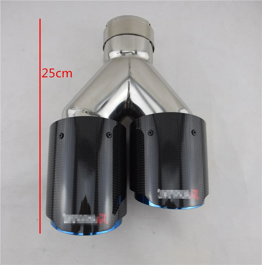 Синий двойной глушитель на выхлопную трубу хромированный наконечник 63мм outlet89мм