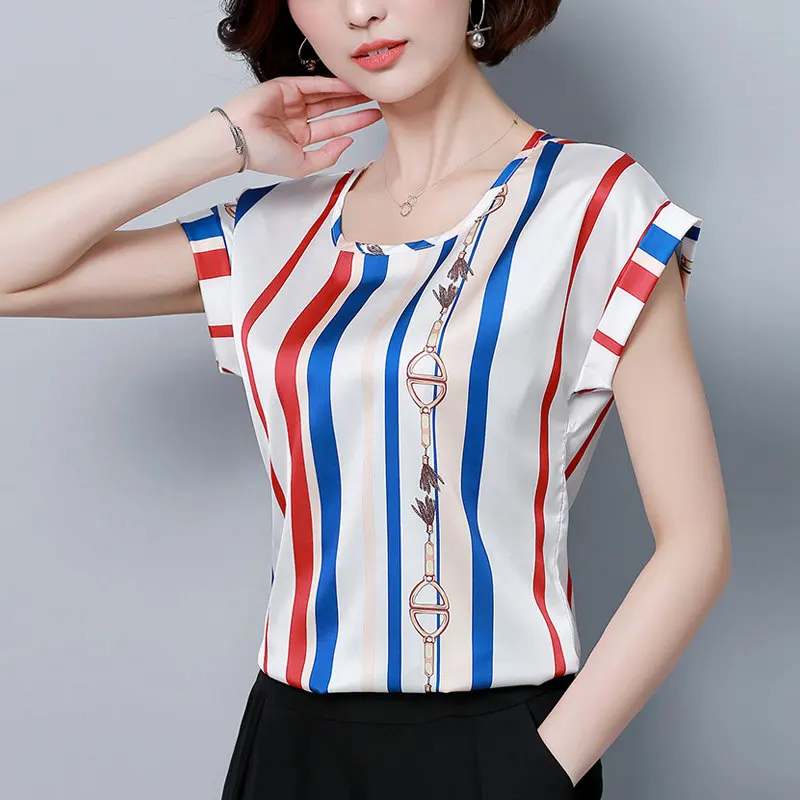 Полосатый Blusas Femme 2018 Дамы О образным вырезом топы Женский с рукавами летучая мышь