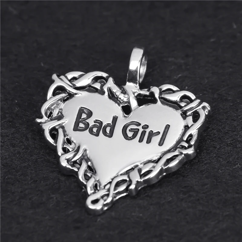 Женский мужской серебряный кулон в виде сердца Bad Girl с ожерельем LP206 | Украшения и