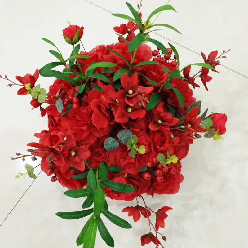 B1 35cm Сделай Сам, оливковый стол, украшения для стола, искусственный цветок, пион, роза, шар, фон, Свадебный декор, дорога, свинцовая стена, отель, вечерние, шелковые цветы - Цвет: B1 35cm