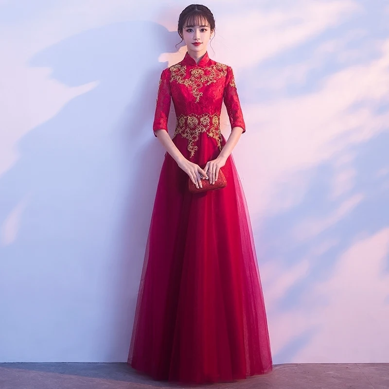 Свадебное платье-Ципао в китайском стиле для невесты традиционные восточные