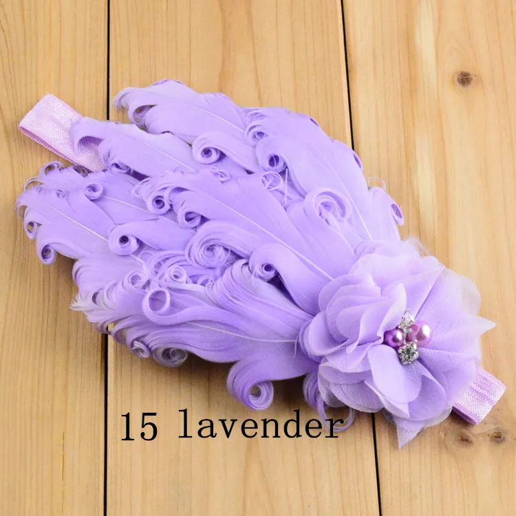 Повязки на голову с перьями повязки шифоновыми цветами для девочек 30 шт./лот