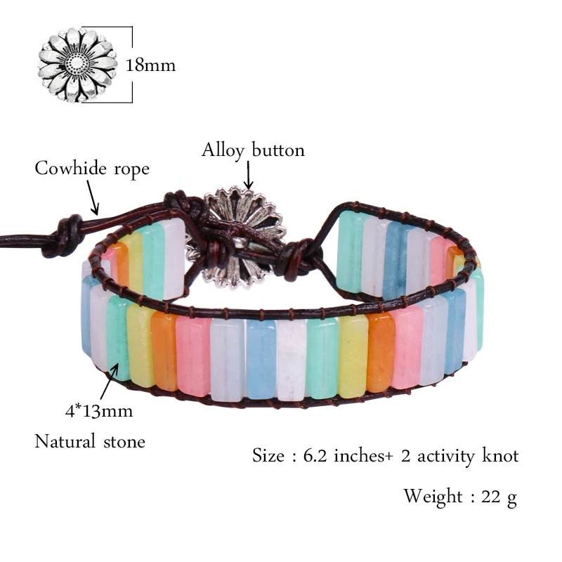 Плетеные браслеты из натуральной кожи с натуральным камнем ручной работы