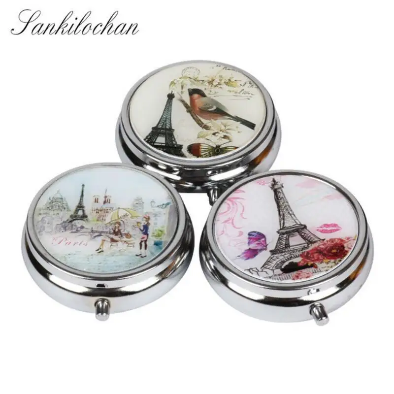 

5pcs Customize logo tower owl Fancy Folding pill case Vitamin drug Medicine Organizer box Portable Pill Box Makeup Storage Case