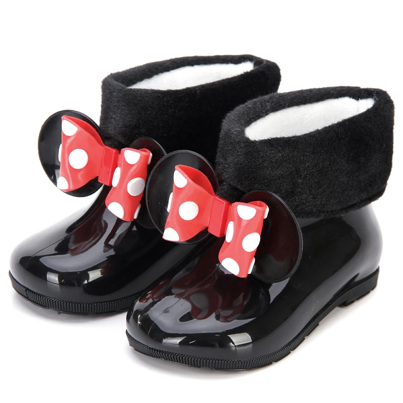 Mini Melissa/милые резиновые сапоги с Микки-Маусом и бантом; сапоги для девочек; Новинка года; Водонепроницаемая Обувь для девочек; детские резиновые сапоги; непромокаемые сапоги для малышей