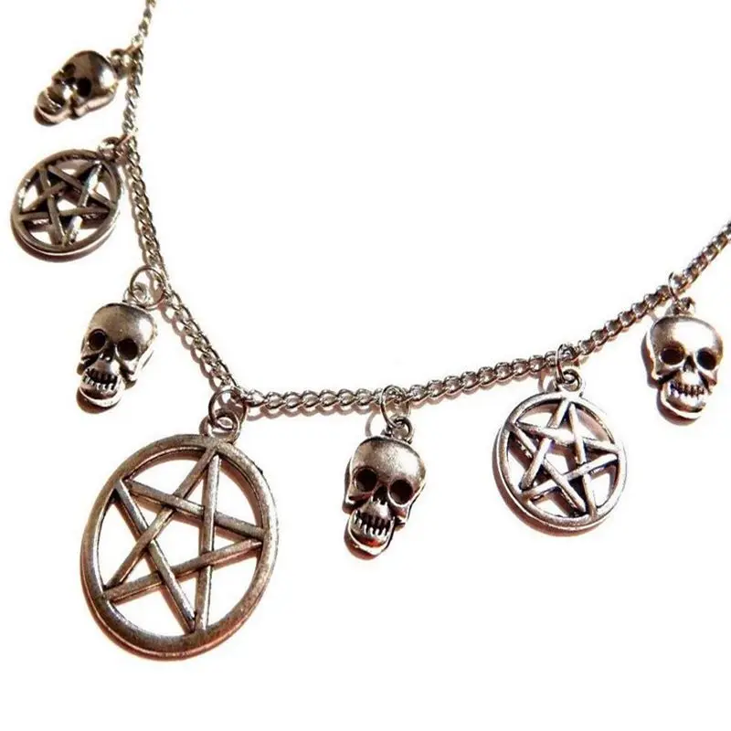 Винтажное ожерелье в стиле панк Череп готика супернатуральная пентаграмма