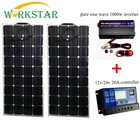 Гибкие солнечные панели WORKSTAR 2*100 Вт с контроллером 20A и инвертором 1000 Вт, солнечная система 200 Вт для начинающих, для домов на колесахлодок