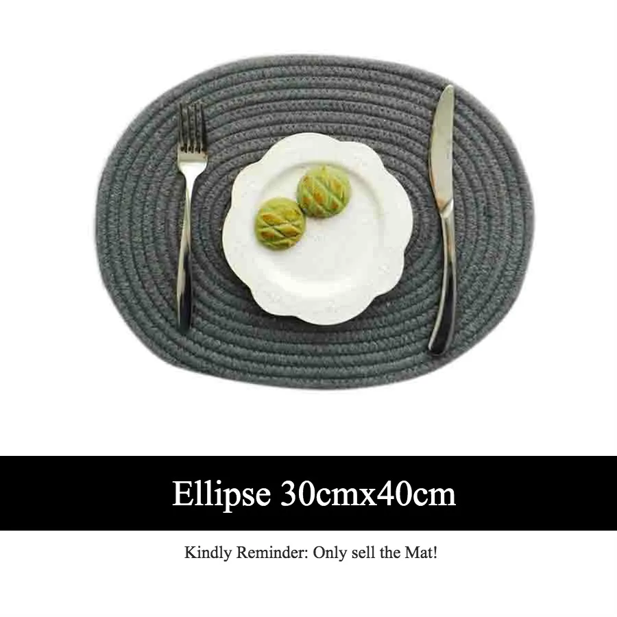 Ellipse 30x40cm 3 шт./лот подстилка подставки для кухонного стола коврики Хлопок Вязание чаши коврики обивка коврик изоляционный коврик круглые подстилки ручной работы - Цвет: Ellipse 30x40cm