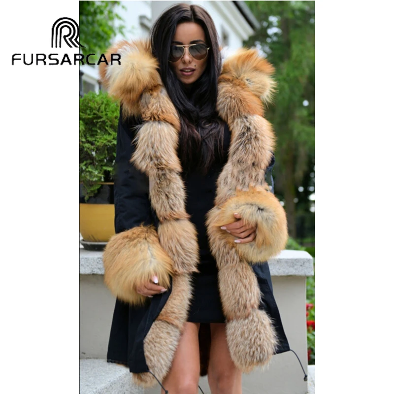 Новинка 2020 зимняя парка FURSARCAR роскошная женская куртка из натурального меха с