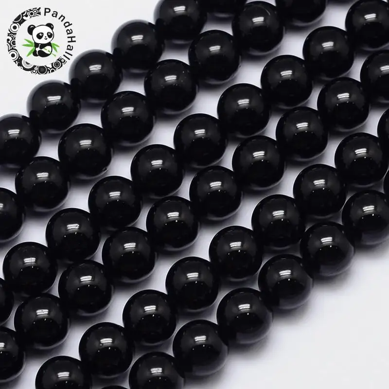 

PandaHall 8mm Natural Black Tourmaline Round Bead Strands, Grade AB+, Hole: 1mm; about 49pcs/strand, 15.5" F80