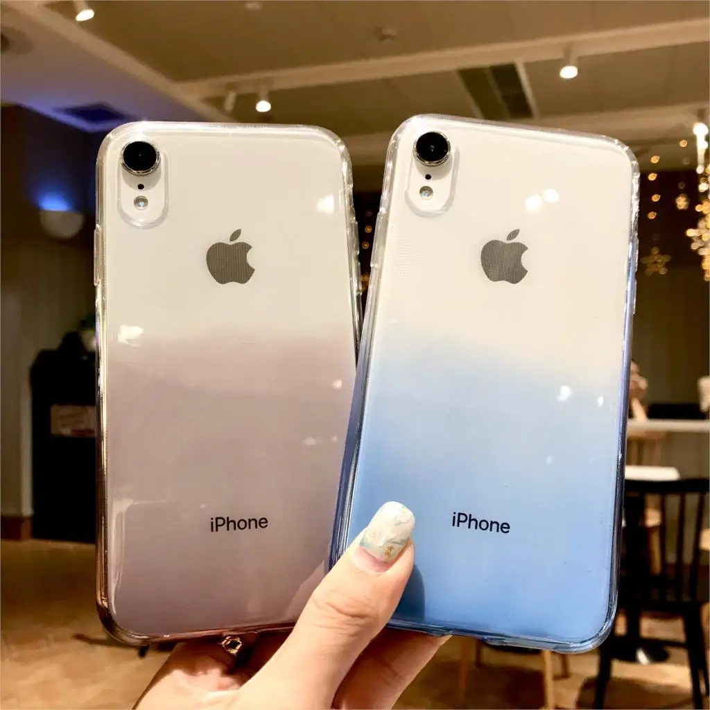 Ультратонкий Прозрачный Силикон ТПЭ градиентный чехол для iphone XR SE 5 5S 6 S 7 8 Plus X XS