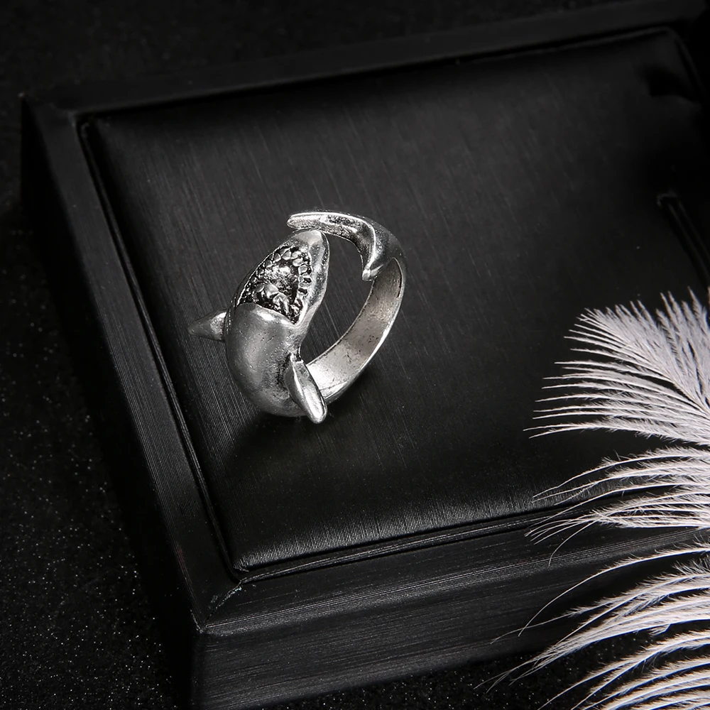 Комплект из 2 предметов мужские кольца в виде акулы регулируемые животных сплава