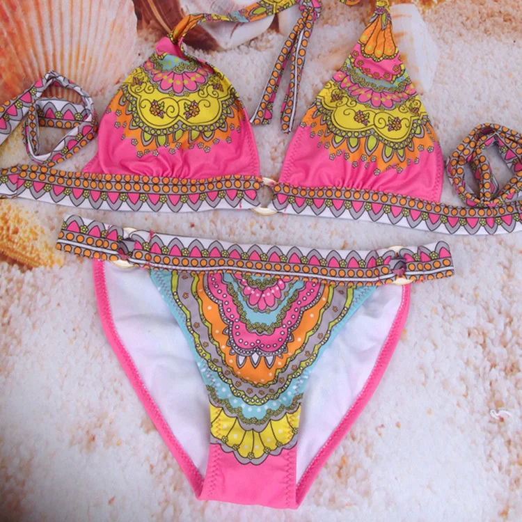 

2016 Women Bikini swimwear many color design print flower Sexy Swimsuit women's Swimwear summer bikinis set beachwear