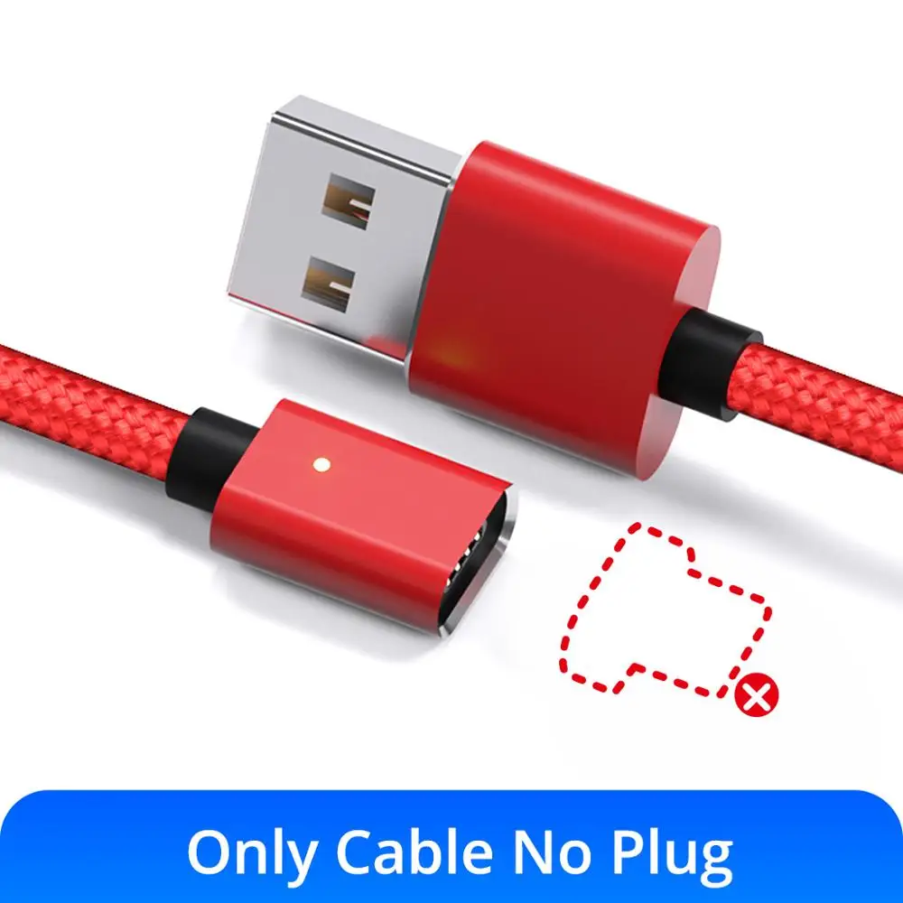 GUUGEI Магнитный кабель Micro USB кабель 3A Быстрая зарядка зарядный шнур Android кабель для передачи данных для мобильного телефона светодиодный индикатор шнур синхронизации - Цвет: Red Cable No Plug