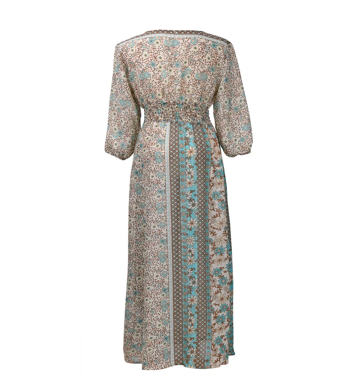 Летнее шифоновое платье с треугольным вырезом женское пляжное длинное цветочным