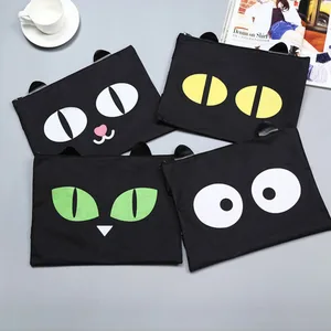 1 шт. A4 Милая мультяшная кошка, карман для файлов, ткань Оксфорд с сумкой на молнии, ручная сумка, сумка для хранения вещей, папка для канцелярских принадлежностей