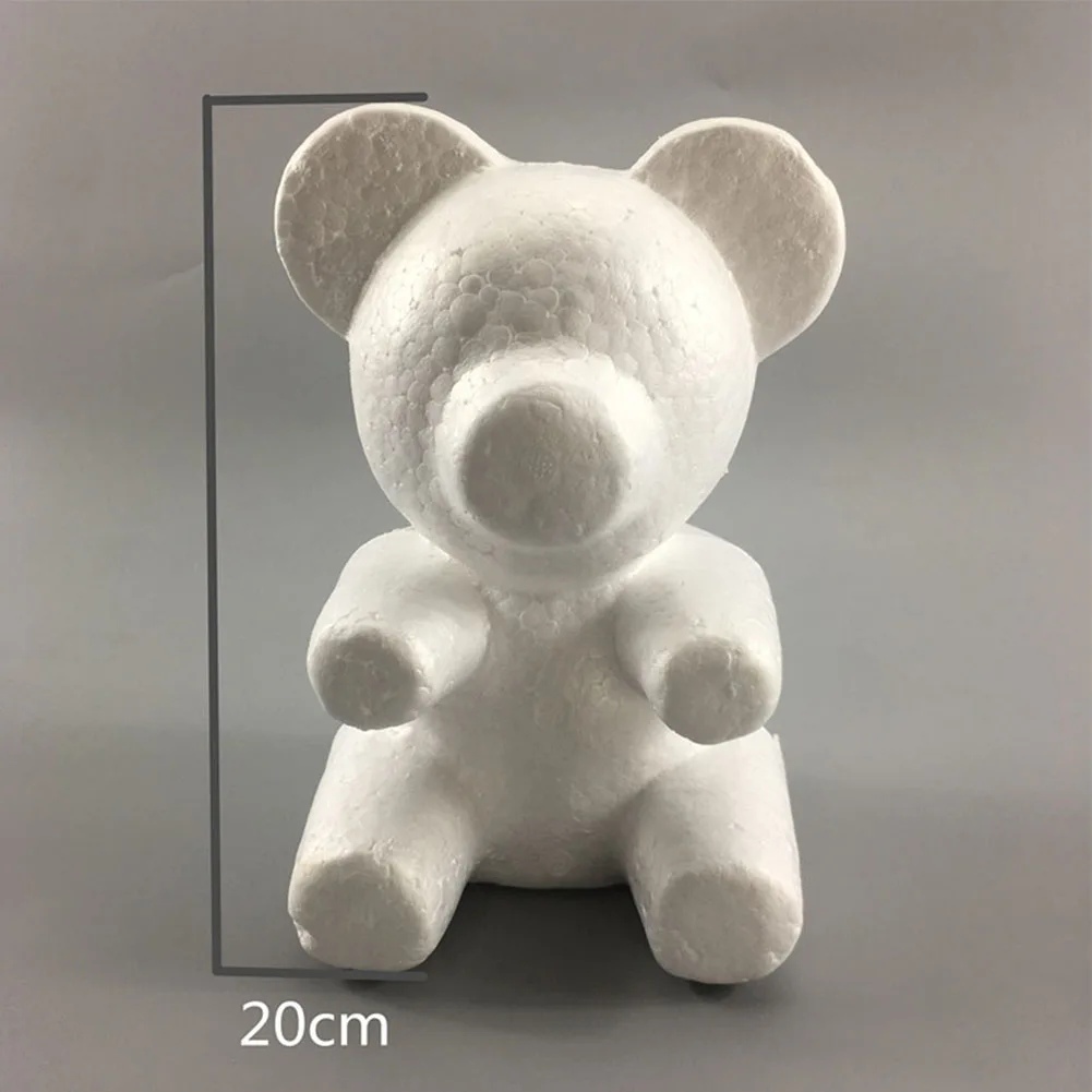 20cm Легкие пенопластовые формы медведя памятные день Святого Валентина милые белые вечерние подарок на свадьбу розы романтические декоративные DIY цветок - Цвет: 20cm