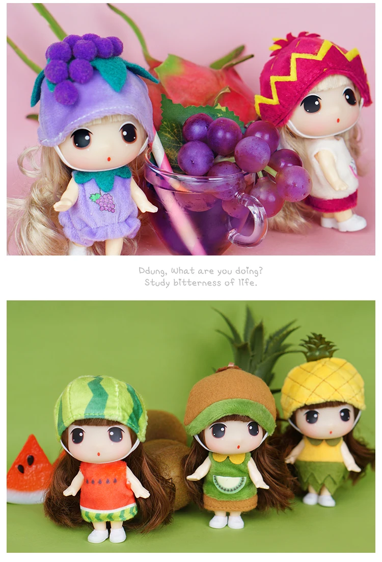 Кукла Ddung 9 см, настоящие корейские костюмы фруктов, сменные куклы BJD мини, подарок на день рождения, ключ, подвеска, коллекция, украшение